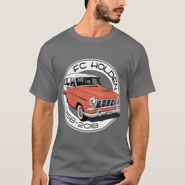 Camiseta FC Holden - sedan da estação - vermelho & branco (Frente)