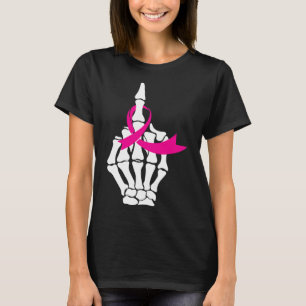 Camiseta Fck Break Cancer Médio Finger Fita Rosa Fita Aware
