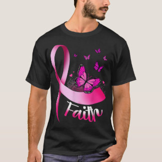 Camiseta Fé-Borboleta Cancer-Rosa-Fita Awarenes-mamários