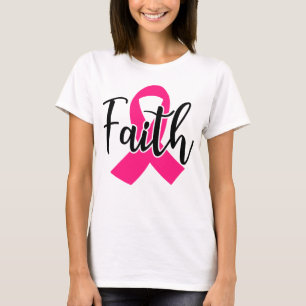 Camiseta Fé, Cancer da Mama Sensibilização, Luz de Fita 
