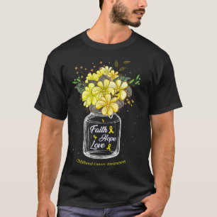 Camiseta Fé Cancer de Infância Ama Esperança Flor Jar Aware