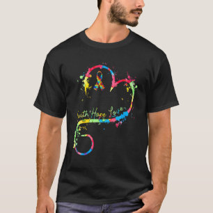 Camiseta Fé Colorida Esperança Amor Puzzle Fita Autismo Con