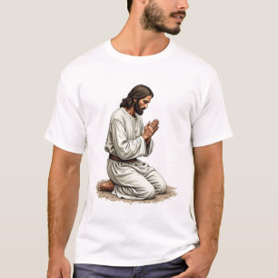 Camiseta Fé com Gravura Vintage das Mãos de Jesus