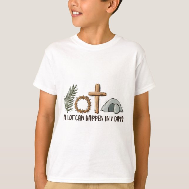 Camiseta Fé Cristã Feliz Dia de Páscoa Muita Coisa Pode Aco (Frente)