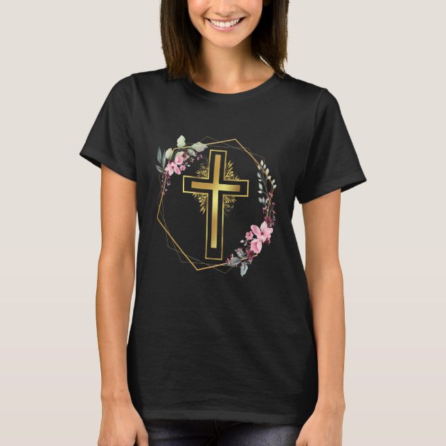 Camiseta Fé Cristã Jesus Religião Católica cruza em f (Frente)