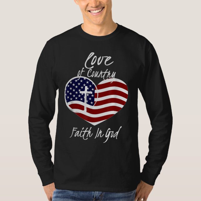 Camiseta Fé Cristã Patriótica Em Deus Cruzando Ameri (Frente)