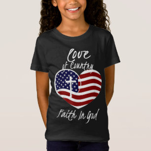 Camiseta Fé Cristã Patriótica Em Deus Cruzando Ameri