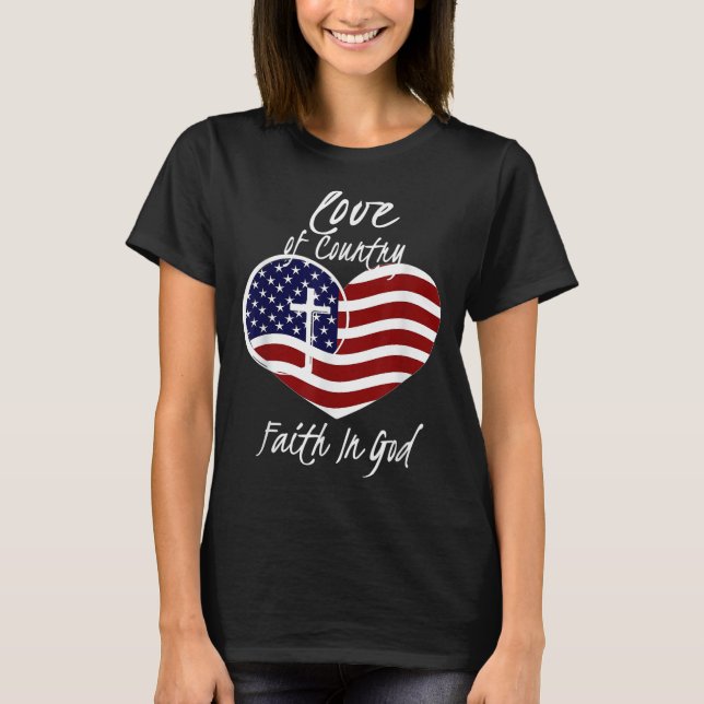 Camiseta Fé Cristã Patriótica Em Deus Cruzando Ameri (Frente)