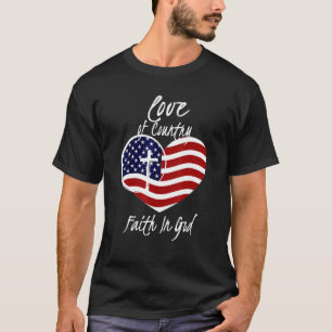 Camiseta Fé Cristã Patriótica Em Deus Cruzando Ameri