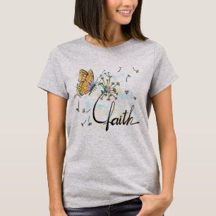 Camiseta Fé Cristã Religiosa Borboleta Dandelion