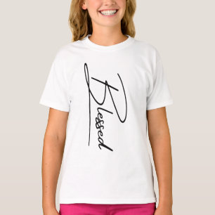Camiseta Fé Cristã Única "Abençoada" Design Vertical