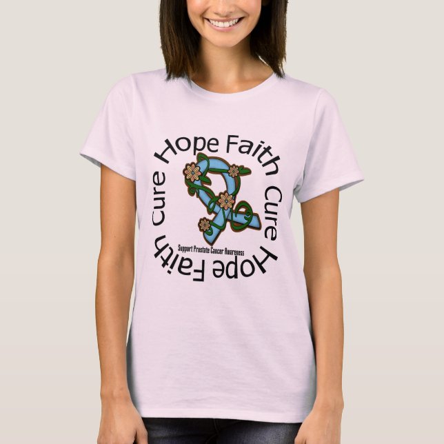 Camiseta Fé Cura da Esperança - Fita do Cancer da próstata (Frente)