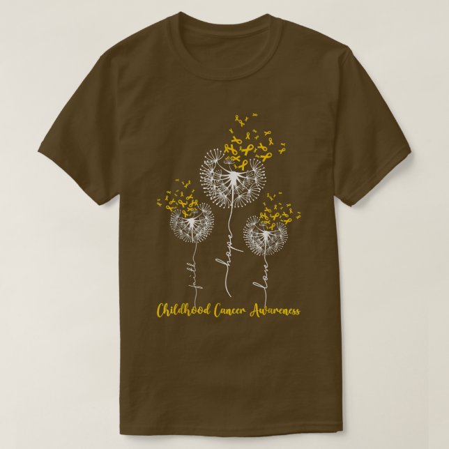 Camiseta Fé da Consciência do Cancer Infantil Esperança Ama (Frente do Design)