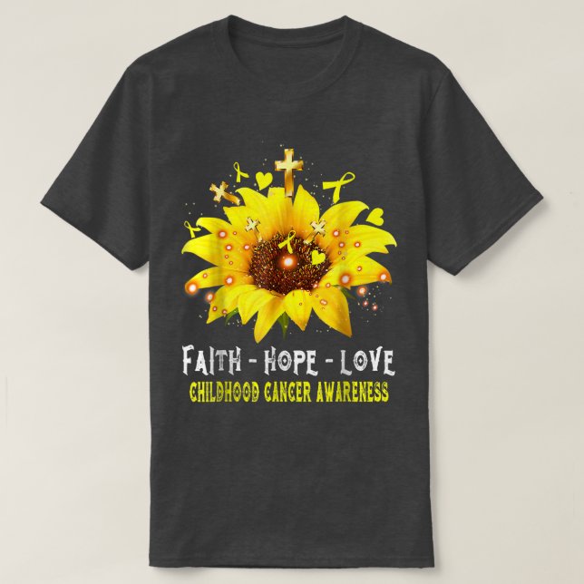 Camiseta Fé de consciência Cancer de infância Esperança Ama (Frente do Design)