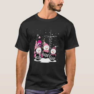 Camiseta Fé de Natal Esperança Ama Neve Engraçado Xmas Rosa