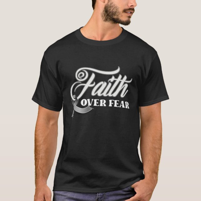 Camiseta Fé Deus Teme o Cérebro Sensibilizar o Cérebro Canc (Frente)