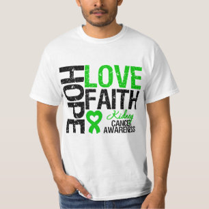 Camiseta Fé do amor da esperança do câncer de rim