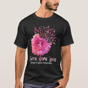 Camiseta Fé do Cancer da Mama Esperança ama Daisy Flower Pi