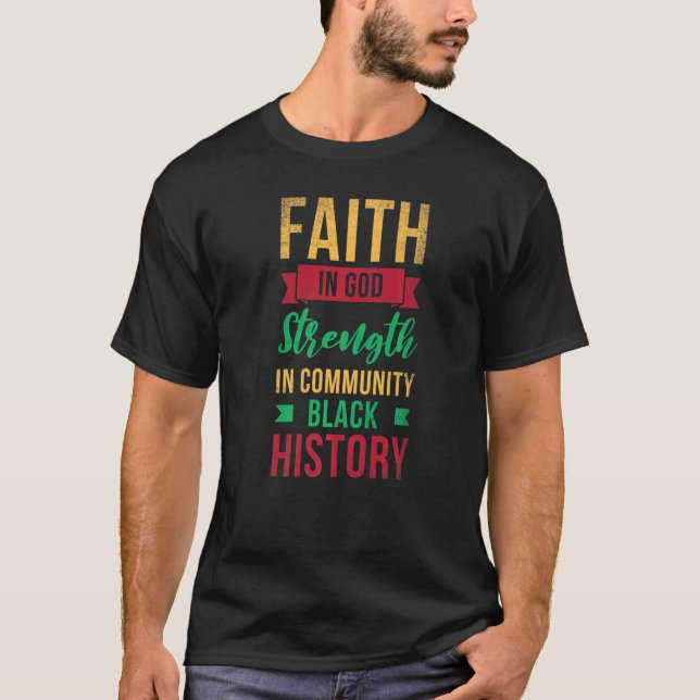 Camiseta Fé Em Deus Força No Preto Comunitário Pelo Orgulho (Frente)
