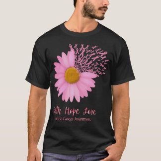 Camiseta Fé esperança ama consciência do cancer