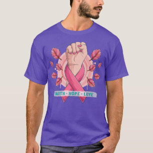 Camiseta Fé Esperança Ama Consciência do Cancer, Força Unid
