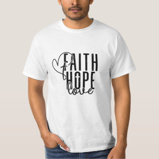 Camiseta Fé esperança ama coração Deus Cristo cristão