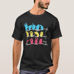 Camiseta Fé Esperança Amor ASL Língua de Sinais Americana