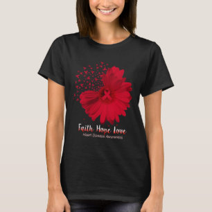 Camiseta Fé Esperança Amor Doença Cardíaca Conscientização