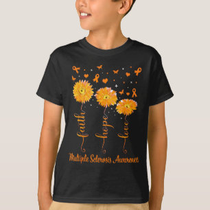 Camiseta Fé Esperança Amor Fita Laranja Esclerose Múltipla