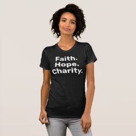 Camiseta Fé Esperança Caridade Cristã Minimalista para Mulh