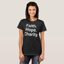 Camiseta Fé Esperança Caridade Tipografia Cristã Minimalist