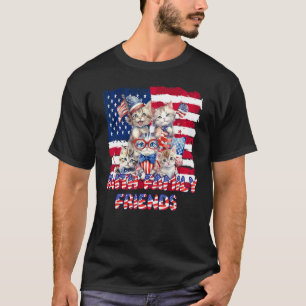 Camiseta Fé Família Amigos Gatos Patriótico 4 de Julho