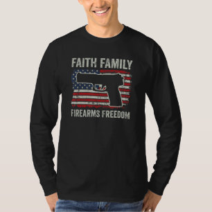 Camiseta Fé Família Armas Liberdade Cristão Pro Arma