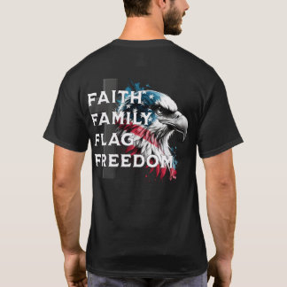Camiseta Fé, Família, Bandeira, Liberdade, Águia Patriótica