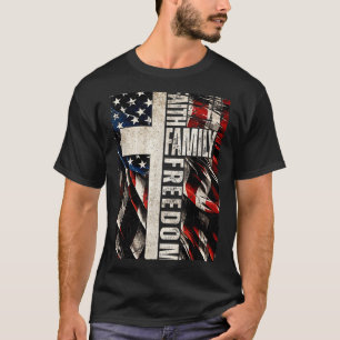 Camiseta Fé Família Dom - Patriótico Cristão Vintage EUA