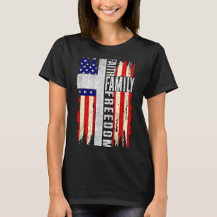 Camiseta Fé Família Dom - Patriótico Cristão Vintage EUA