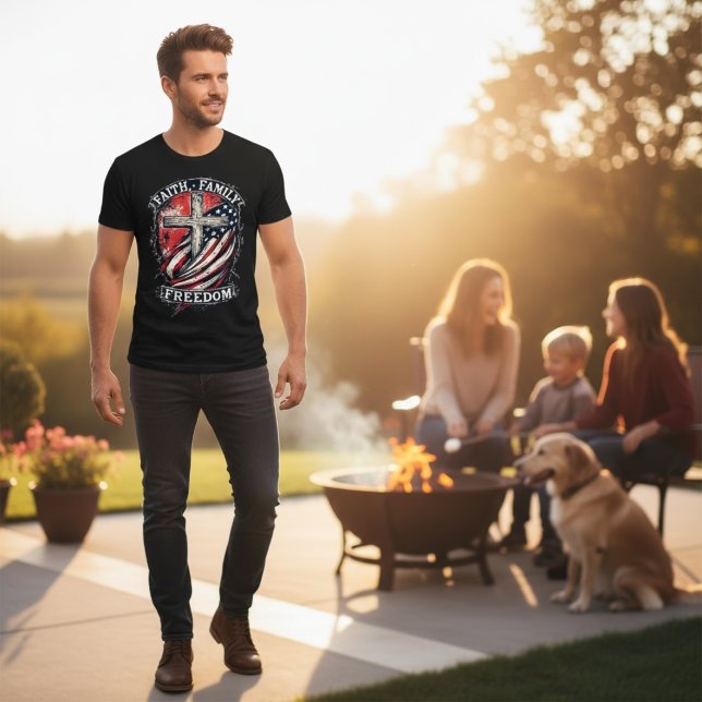 Camiseta Fé, Família, Liberdade (Criador carregado)