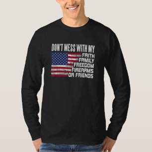 Camiseta Fé Família Liberdade Armas Amigos Americano Crista