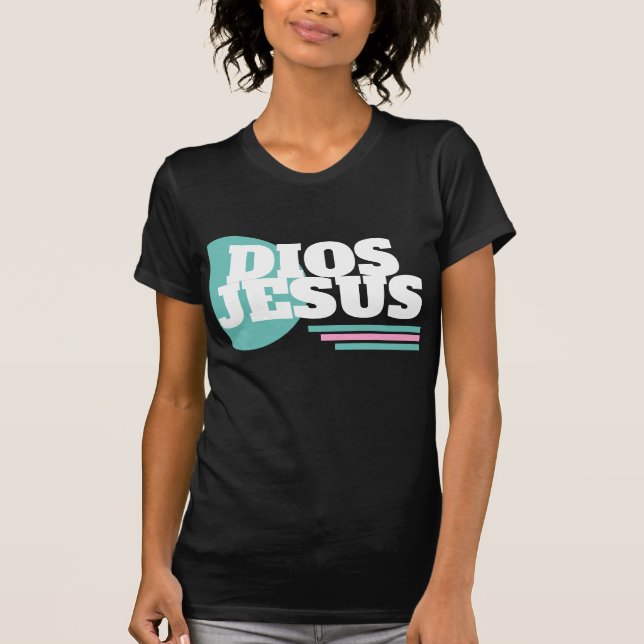 Camiseta Fé Geométrica Rosa Dios Gíria Cristã (Frente)