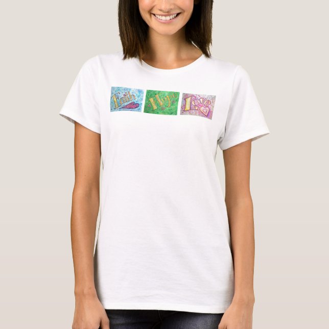 Camiseta Fé, Hope, Love T-Shirt (Frente) (Frente)