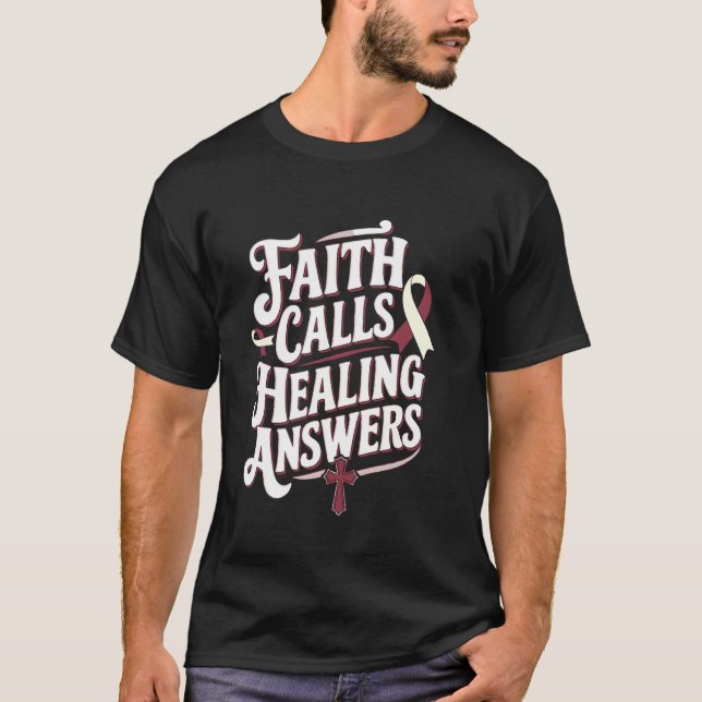 Camiseta Fé Invoca Respostas de Cura Consciência da Cabeça  (Frente)