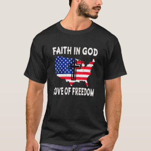 Camiseta Fé Love Freedom American Flag Flower For Cristo