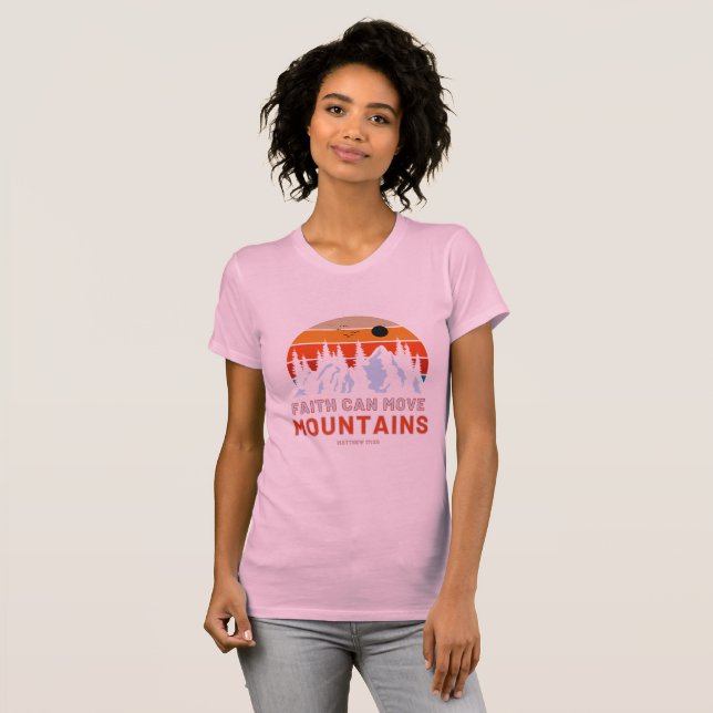 Camiseta Fé pode mover montanhas Bíblias mulheres (Frente Completa)