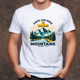 Camiseta Fé pode mover montanhas cristãs masculinas