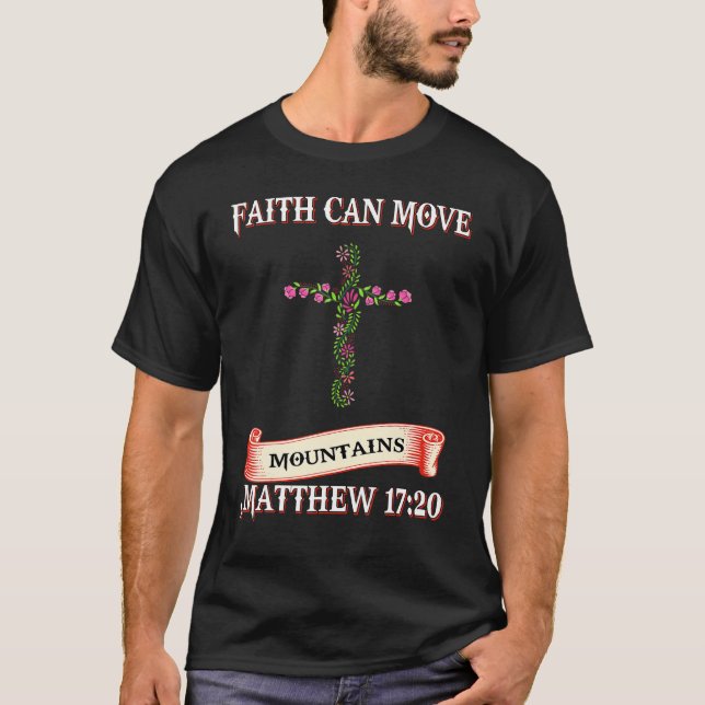 Camiseta Fé pode mover montanhas Deus Humor Salgaxe Quota (Frente)