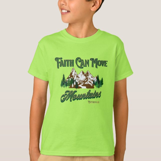 Camiseta Fé Pode Mover Montanhas T-Shirt (Frente)