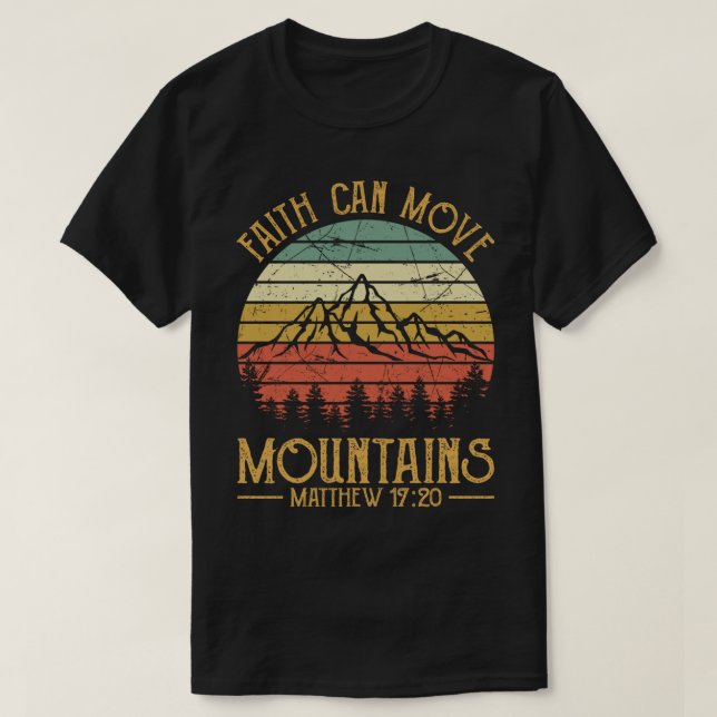 Camiseta Fé Pode Mover Montanhas Tshirt Mens Mulheres Crian (Frente do Design)