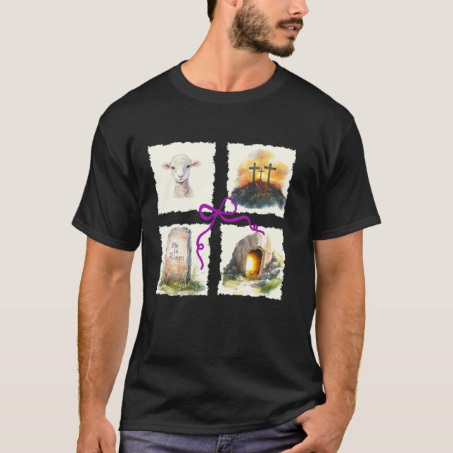 Camiseta Fé Religiosa da Páscoa Baseada na História da Pásc (Frente)