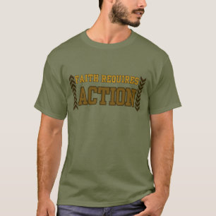 Camiseta Fé Requer Ação Inspiração Cristã