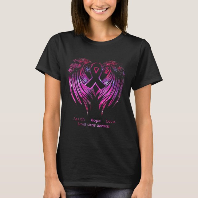 Camiseta Fé Rosa Esperança Adorando Asas Adorando Consciênc (Frente)